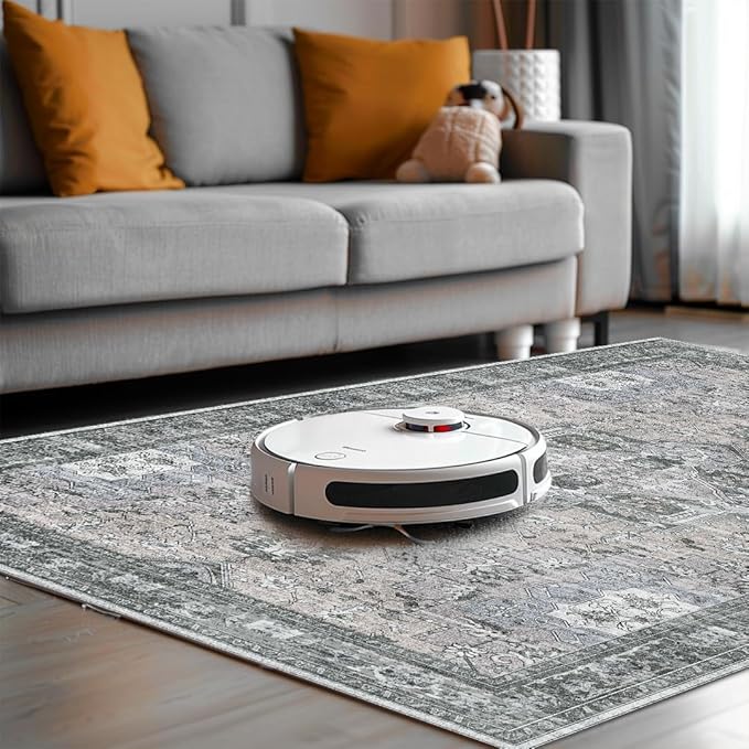 Muddy Mat짰 Blue Bell 3x7 Washable Area Rugs for Living Room, Bedroom & Dining Room ??Modern Soft Low Pile Non Slip Carpet ??Pet Friendly Waterproof Foldable Rugs for Home