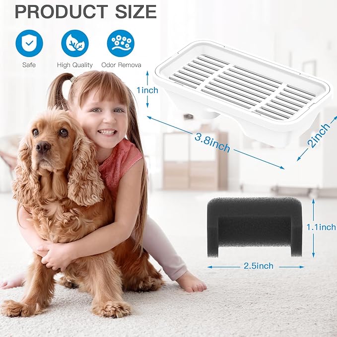 Dog Water Fountain Filters for 170 Oz/1.3Gal Pet Water Dispenser Fountain Filters (6 Fliters+ 6 Sponges)
