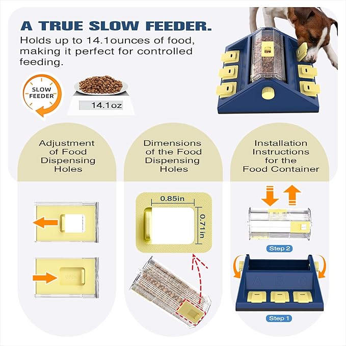 KADTC 2 Levels of Challenge,Large Size,Paw-Activated Rolling Dog Puzzle Feeder Toy,U.S. Brand & Design,Treat Puzzles Feeding for Small Medium Dogs Mental Stimulation Puppy Food Slow Dispenser Toy