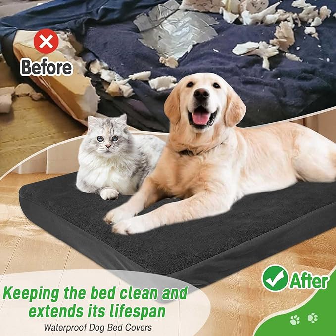 Dog Bed Covers Replacement Washable 100% Waterproof Soft Dog Bed Sheet Black 2 Pack 20" x 30" XS