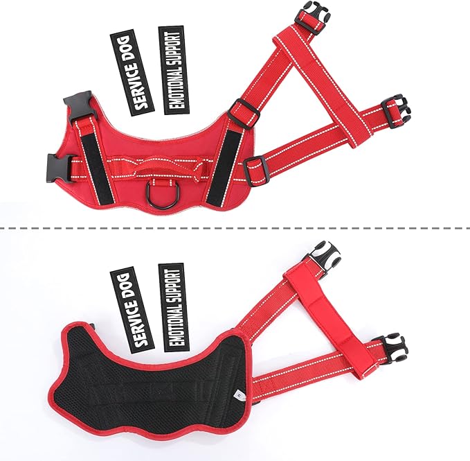 voopet Service Dog Harness, Emotional Support Pet Vest Harness, Reflective Breathable & Adjustable No Pull for Small Medium Large Dogs (with 4 PCS Removeable Tags),X Large (Pack of 1)