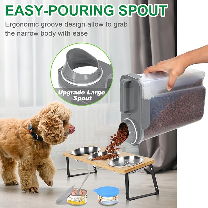 TBMax Pet Dog Cat Food Storage Container 5 to 7 lbs with Can Cover and Mixing Spoon, Airtight Pet Food Storage Dispenser with Large Spout & Measuring Cup for Kibble Dog Treat Bird Seed Container
