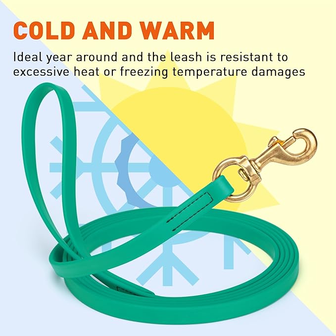 Viper Biothane K9 Working Dog Leash Waterproof Lead for Tracking Training Schutzhund Odor-Proof Long Line with Solid Brass Snap for Puppy Medium and Large Dogs, 20ft Teal