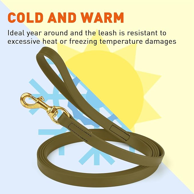 Viper Biothane K9 Working Dog Leash Waterproof Lead for Tracking Training Schutzhund Odor-Proof Long Line with Solid Brass Snap for Puppy Medium and Large Dogs, 15ft Olive Drab Green