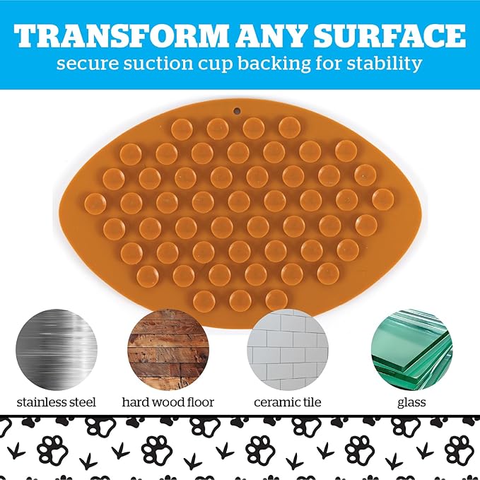 BigMouth Inc Touchdown Lick Mat for Dogs and Cats, Non Slip Silicone Slow Feeding Pad for Anxiety Relief, Bath Grooming Distraction Tool for Puppies Adult Pets, Dishwasher Safe Enrichment Toy