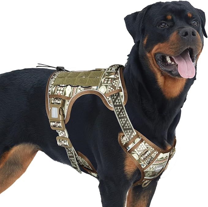AUROTH Tactical Dog Harness for Large Dogs No Pull Adjustable Pet Harness Reflective K20 Working Training Easy Control Pet Vest Military Service Dog Harnesses