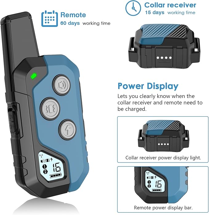 Shock Collar for Dogs, IP67 Waterproof Dog Training Collar with Remote, 3 Training Modes with Beep, Vibration, and Safe Static, Rechargeable E Collar for Large Medium