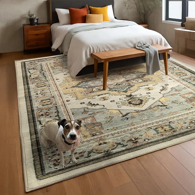 Muddy Mat짰 Floral Multicolor 3x7 Boho Area Rug ??Washable Area Rugs for Living Room, Bedroom & Dining Room ??Modern Soft Low Pile Non Slip Carpet ??Pet Friendly Waterproof Foldable Rugs for Home