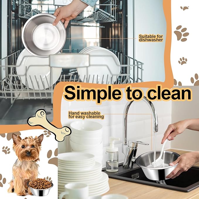10 Pcs Stainless Steel Dog Bowls,6.85 inch Pet Food Replacement Bowls, Metal Dog Water Dishes for Medium, Small Dogs