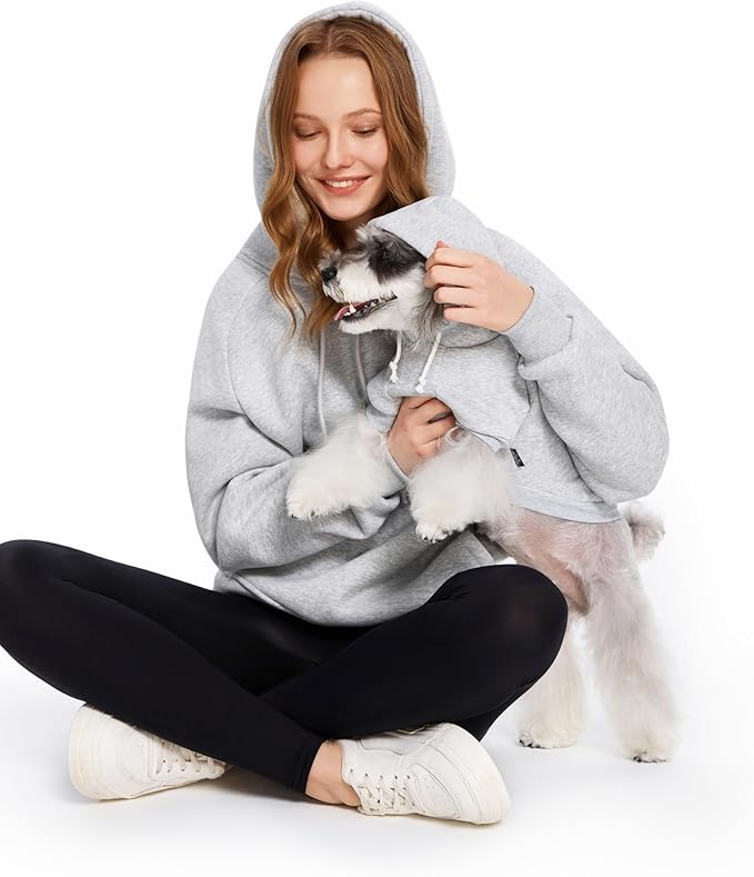 XPUDAC Matching Hoodie for Dogs and Humans Fleece Sweatshirt Soft Warm Pet Hoodie Sweater for Large Small Medium Dog and Owner Matching Clothes Cold Weather, Grey, 6X-Large