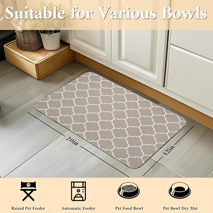 Dog Food Mat for Floors Waterproof Quick Dry Pet Placemat Cat Feeding Bowls Mats for Food and Water, Eco-Friendly Dog Accessories Diatomite Pets Supplies 12" X 20"
