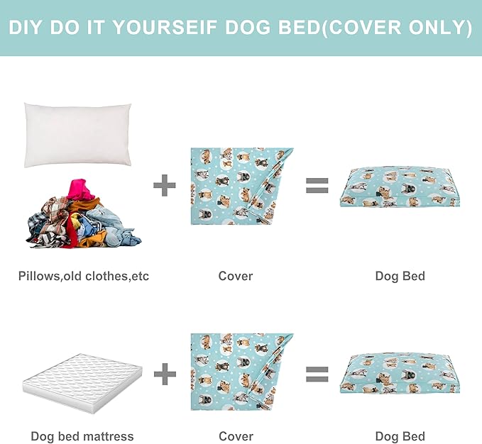 Dog Bed Covers Replacement Washable, Waterproof Dog Bed Cover with Zipper, 30Lx20Wx3H inch Durable Oxford Pet Bed Cover for Outdoor/Indoor Use, Cover Only, White Dots Pattern