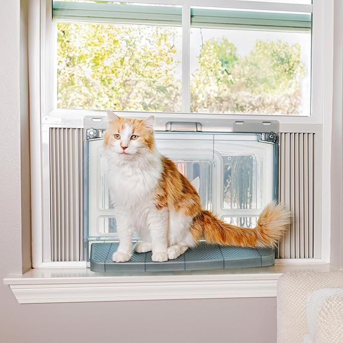 VistaBella Window Catio Perch & Litter Box – Fits 26-32" Vertical Windows, Luxury Indoor Cat Window Box, All-Weather Comfort, Natural Odor Removal, Portable Easy Clean, 2-Year Protection, Made in USA