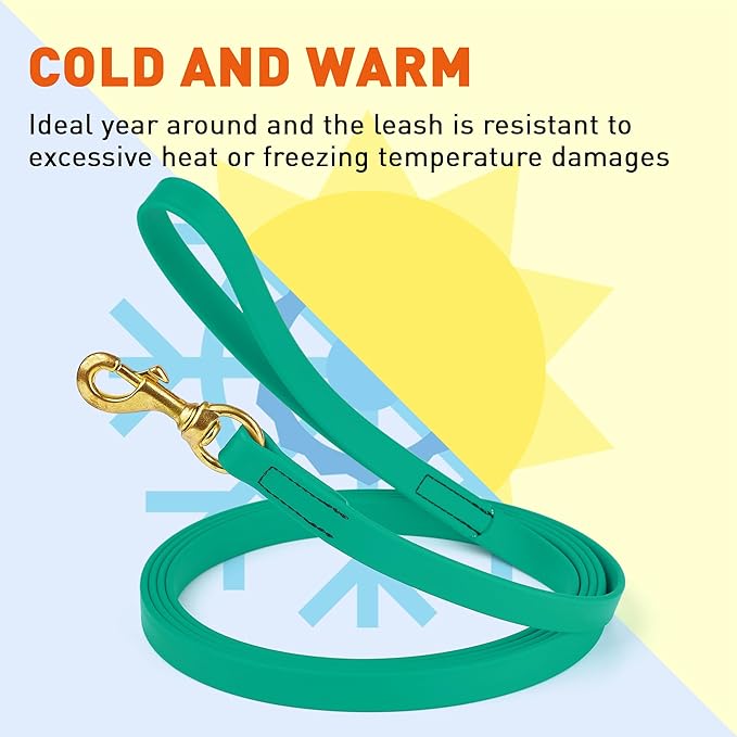 Viper Biothane K9 Working Dog Leash Waterproof Lead for Tracking Training Schutzhund Odor-Proof Long Line with Solid Brass Snap for Puppy Medium and Large Dogs, 33ft Teal