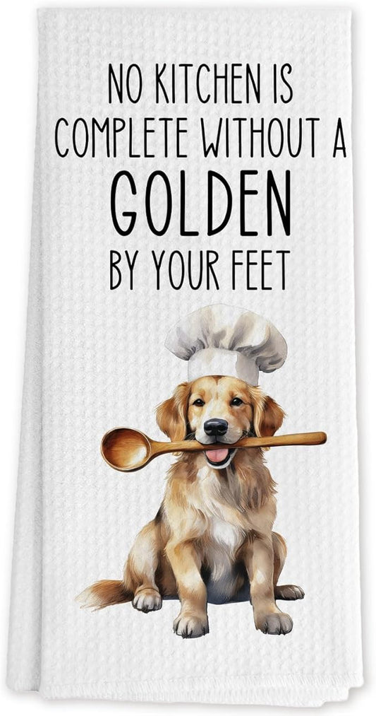 Funny Golden Retriever Kitchen Towels, Gifts for Golden Retriever Lovers Dish Tea Towels for Kitchen Decor, Dog Lover Gifts for Women Men Decorative Hand Towels, 16x24 Inch
