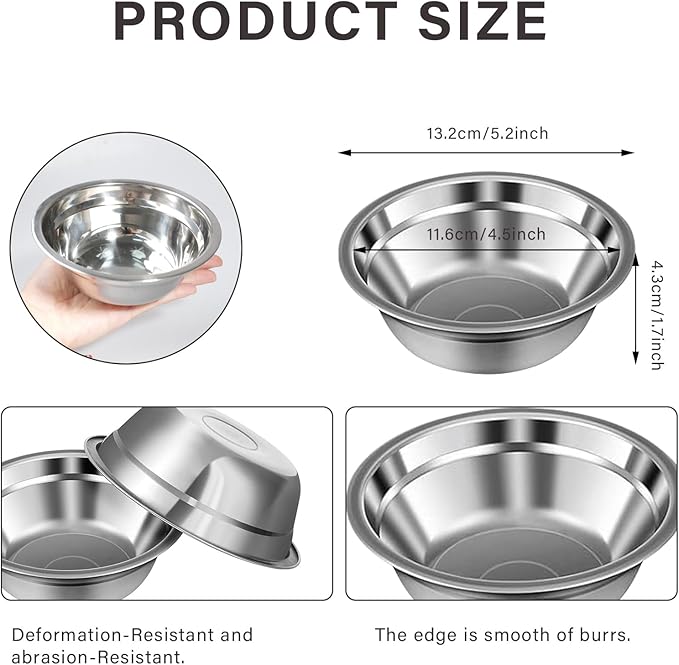 16 Pcs Pets Bowl Bulk 15 oz Pet Feeding Bowl Stainless Steel Dog and Cat Bowls Pet Feeder Metal Small Puppy Raised Food and Water Bowls for Small Medium Pets Supplies