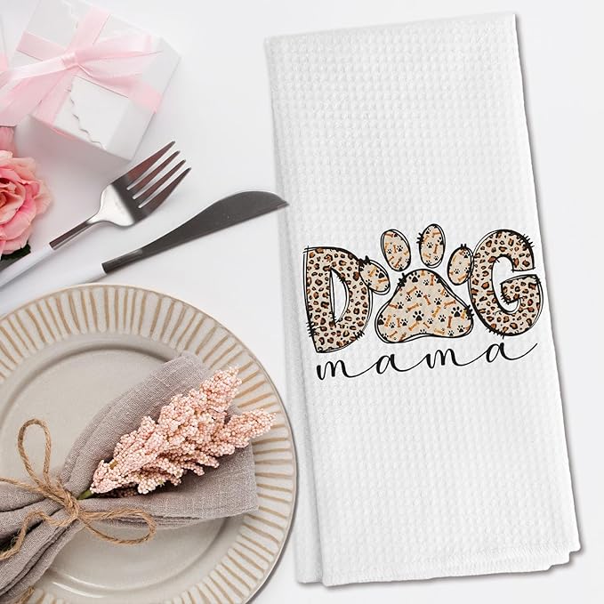 Dog Mama Gifts Kitchen Towels, Dog Mom Gifts for Women Hand Towels for Bathroom Decor, Gift for Dogs Lovers Women Dish Tea Towels for Kitchen Decor, 16x24 Inch