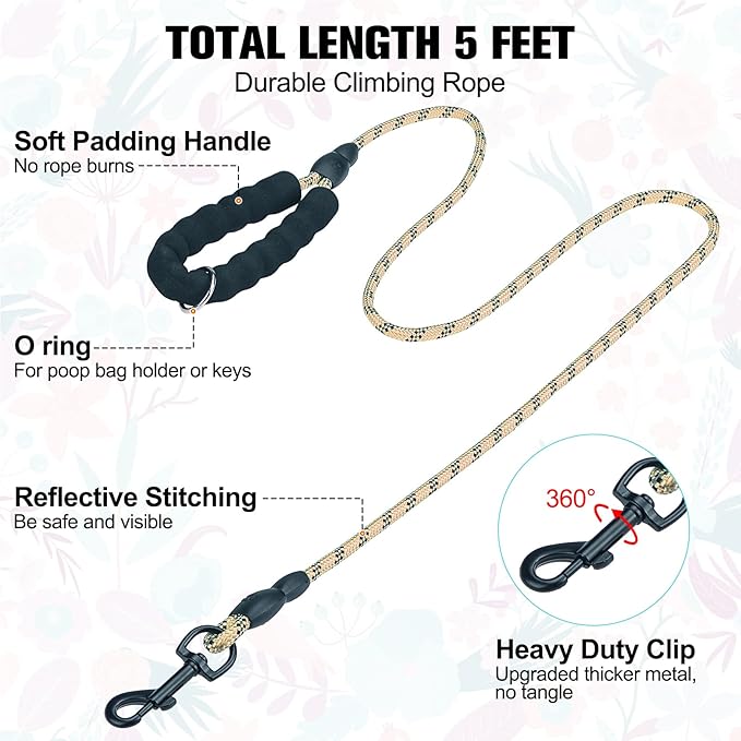 BEAUTYZOO Step in Dog Harness and Leash Set, Floral Pattern Reflective Dog Harness No Pull No Choke Puppy Harness for XXS XS S Dogs Cats, Soft Padded Mesh Vest Harnesses for Girl and Boy Pets