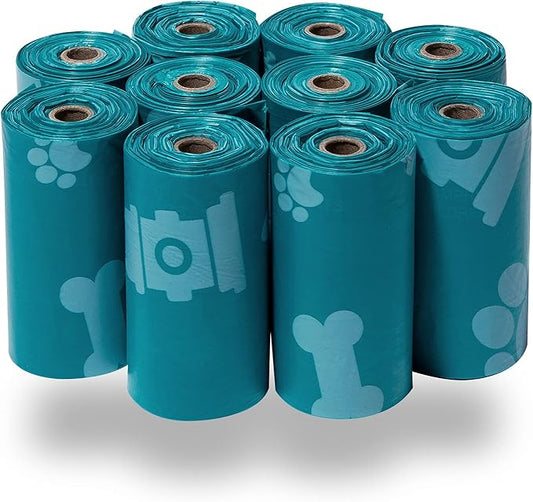 Best Pet Supplies Dog Poop Bags (150 Bags) for Waste Refuse Cleanup, Doggy Roll Replacements for Outdoor Puppy Walking and Travel, Leak Proof and Tear Resistant, Thick Plastic - Turquoise