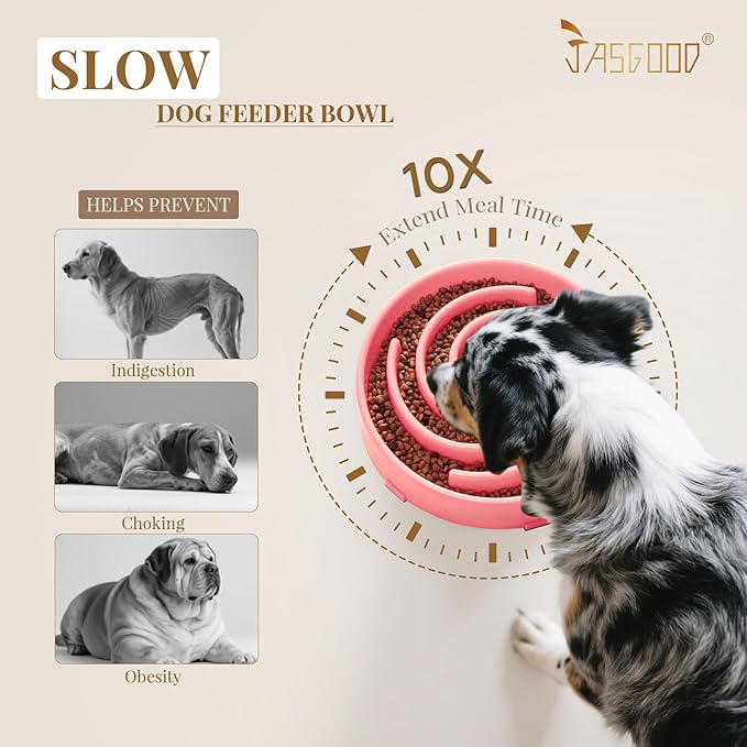 JASGOOD Slow Feeder Dogs Bowl for Large Medium Dogs,Anti-Gulping Pet Slower Food Feeding Bowls Stop Bloat,Preventing Choking Healthy Design Dogs Bowl