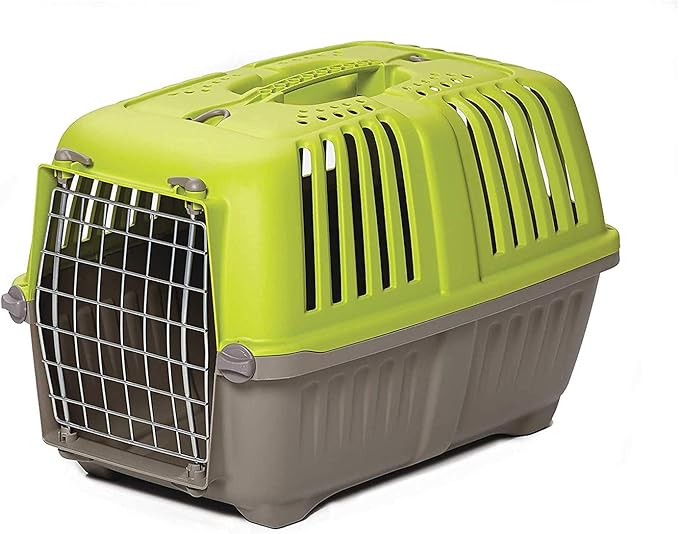 MidWest Homes for Pets Spree Travel Carrier ??Hard-Sided Dog & Cat Carrier, Small Pet Travel Crate with Handle, Ventilated Design, Easy Assembly, 22-Inch, Green