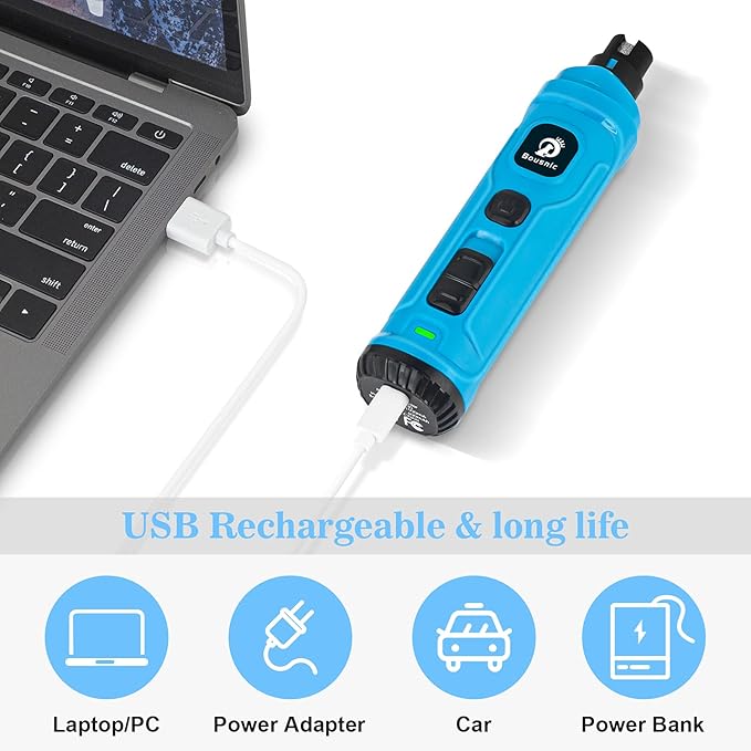 BOUSNIC Dog Nail Grinder with 2 LED Light - Super Quiet Pet Nail Grinder Powerful 2-Speed Electric Dog Nail Trimmer File Toenail Grinder for Puppy Small Medium Large Breed Dogs & Cats (Blue)