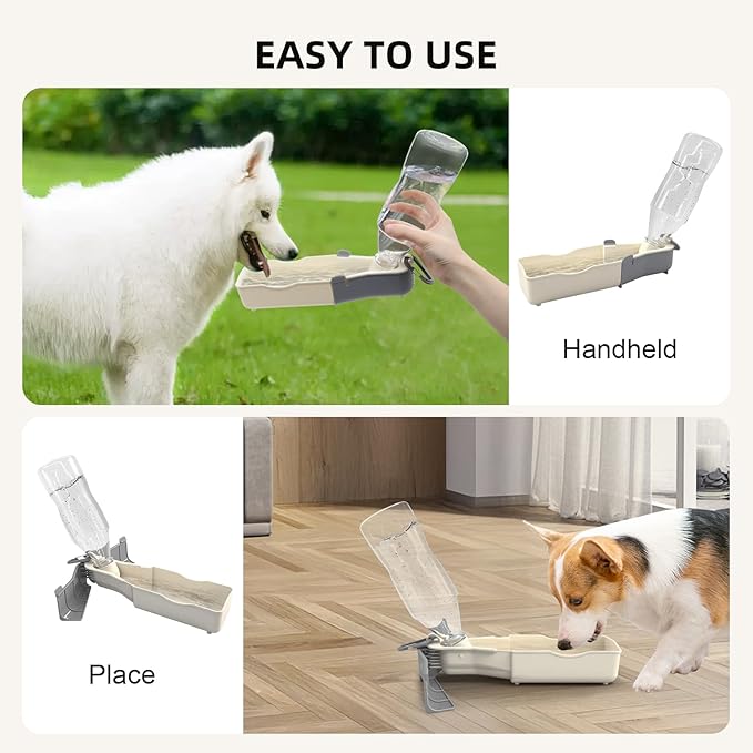 Portable Dog Water Bottle,Dog Water Bottle, 17Oz Travel Dogs Water Bottles,Travel Accessories for Dogs, Walking, Hiking and Outdoor Activities(Off-White,17Oz)
