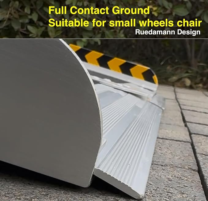 Ruedamann 4FT Portable Wheelchair Ramp, Non-Slip Aluminum Folding Handicap Ramp for Doorways, Wheel Chair Threshold Ramp for Home Steps, Stairs, Wheelchair, Scooters, Pets, Entry