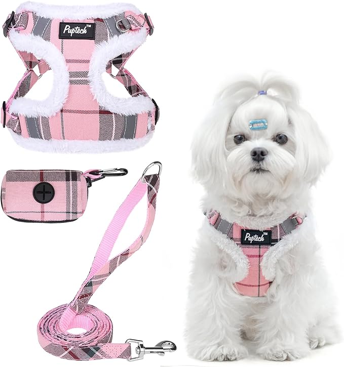 PUPTECK Dog Harness and Leash Set Small Sized, Step in No Pull Adjustable Puppy Cat Harness Reflective Pet Vest