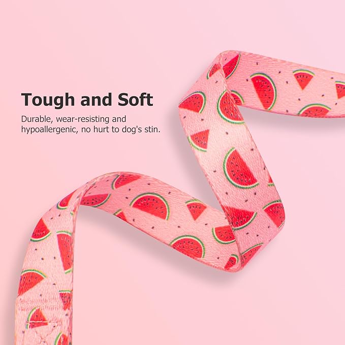 Handmade Dog Collar for Small Medium Large Dogs,Pink Watermelon with Pendant Fall and Winter Fashions Dog Collar (Large)