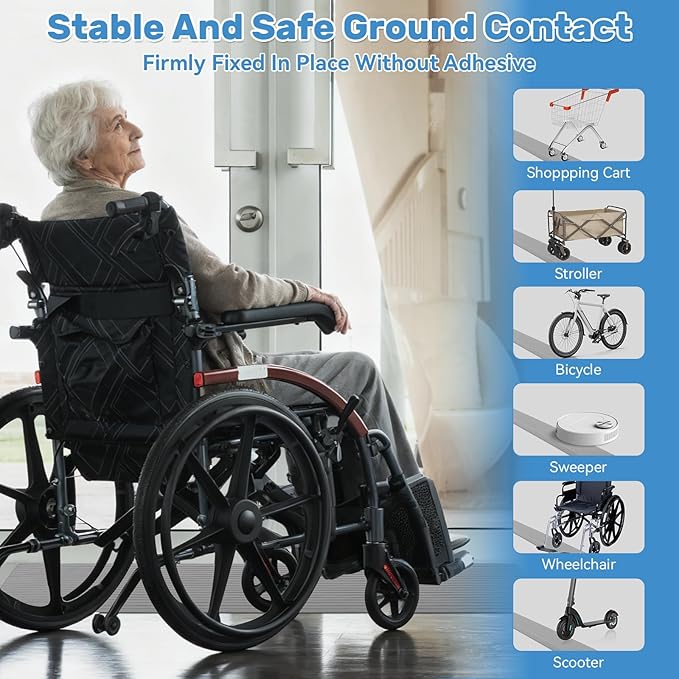 1" Rise Threshold Ramps Floor Transition Strip Self-Adhesive 40'' L Wheelchairs Ramps for Doorways, 2 PC Edge Door Threshold Reducer Transition Strips for Home (Grey)