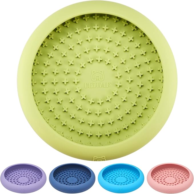 Dog Lick Bowl, Bestalk Anxiety Relief Slow Feeder Dog Lick Mat Treat Dispenser, Non-Slip Licking Bowl Enrichment Toys, BPA Free Silicone, Dishwasher Safe