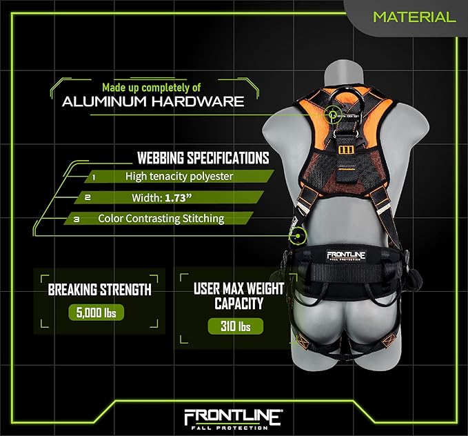 FRONTLINE FALL PROTECTION Harnesses + D-Ring+ Multiple Styles + OSHA and ANSI compliant