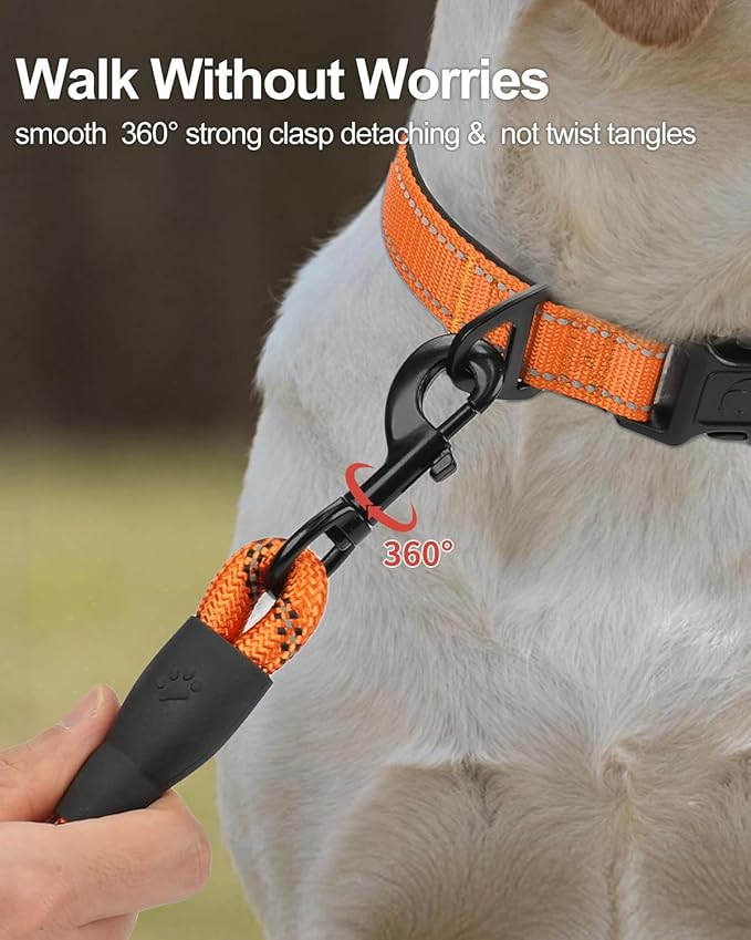 Joytale Dog Leash for Large Dogs, Heavy Duty Nylon Leashes with Comfortable Padded Handle and Highly Reflective Threads, Ideal for Walking and Training, Orange, 6'횞1/2''