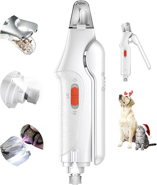 2-in-1 Cat Nail Clippers & Dog Nail Clippers Trimmers for Large Medium Small Dogs Cats Claw Trimmer Quick Sensor and Safety Guard USB Rechargeable with 2 LED Lights Dogs Nail Trimmer
