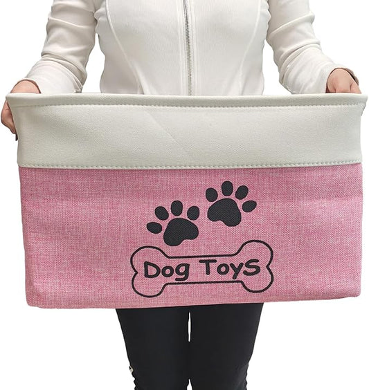 Large Collapsible Dog Toy Box Keeping Rectangle Bin for Pet Toys,Accessories