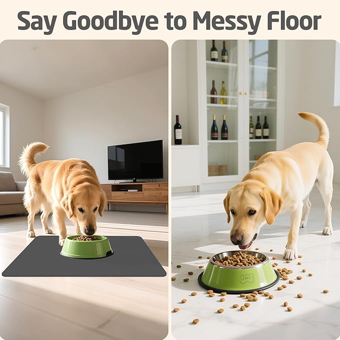 Pet Feeding Mats-Absorbent Dog Mat for Food and Water Bowl, Dog Accessories Pet Supplies, Quick Dry No Stains Water Dispenser Mat for Pet, Non-Slip Bowl mat for Messy Drinkers