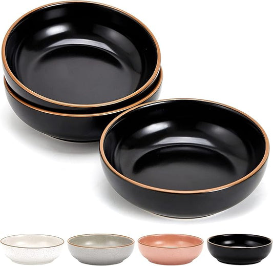 Howise Ceramic Cat Bowls - Pet Dishes for Food and Water, 5.3 In Puppy Bowl 3 Pack Set, Matte Black Finish