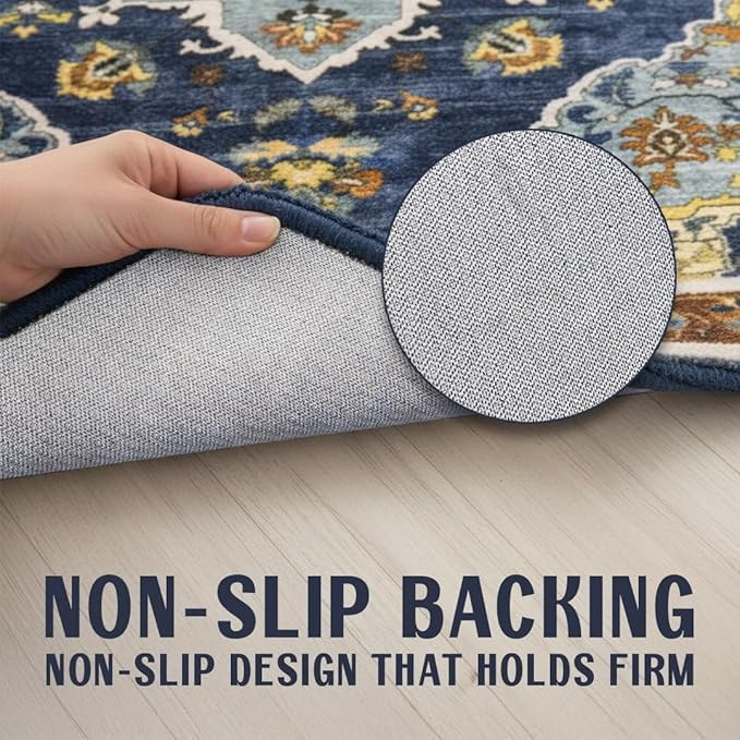 Muddy Mat짰 Mosaic 3ft x 7ft Washable Area Rugs for Living Room, Bedroom & Dining Room ??Modern Soft Low Pile Non Slip Carpet ??Pet Friendly Waterproof Foldable Rugs for Home