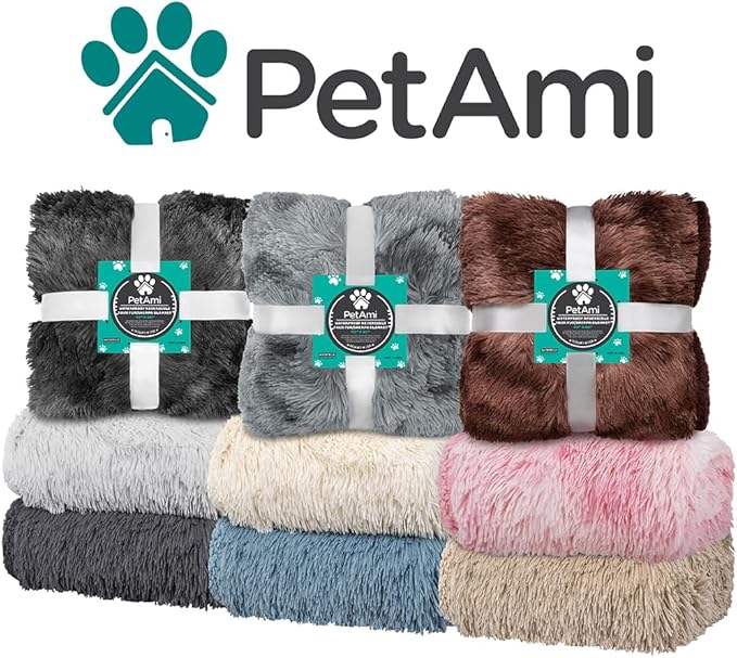 PetAmi Waterproof Dog Blanket for Large Dog, Queen Size Calming Pet Blanket Couch Cover Protector, Sherpa Faux Fur Cat Throw for Sofa Furniture Bed, Soft Fluffy XL, 90x90 Tie-Dye Brown