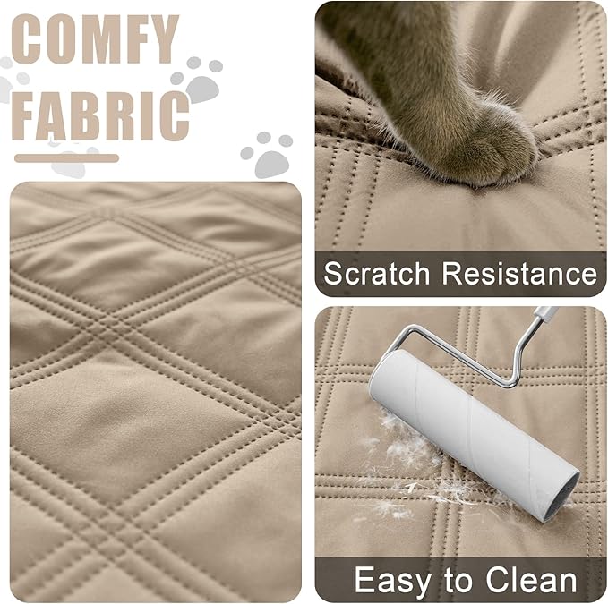 Smiry Waterproof Dog Bed Cover Blanket 68x82, Soft Reversible Pet Blanket, Washable Leakproof Cats Dogs Couch Cover for Sofa, Couch, Furniture, Lattice, Taupe/Taupe