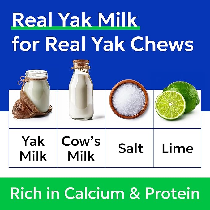 BARK&SPARK Yak Cheese Himalayan Dog Chews - 100% Natural & Long Lasting Dog Treats, Yak Milk Chews for Small, Medium & Large Dogs, Lactose & Gluten Free Dental Sticks, Healthy & Safe (8 Large Chews)