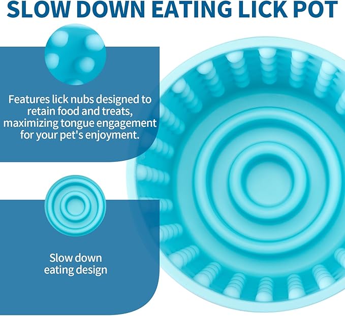 Dog Lick Bowl, Bestalk Anxiety Relief Slow Feeder Dog Lick Mat Treat Dispenser, Non-Slip Licking Bowl Enrichment Toys for Small Medium and Large Breed Dogs, BPA Free Silicone(Teal,M-L)