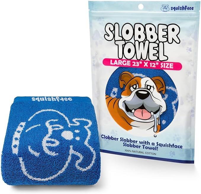 Squishface Slobber Towel, Thick & Durable Dog Towel - 100% Cotton, Soft & Gentle Drool Tamer, Large 23" x 12" Soft & Durable Cloth - Because Your Furry Friend's Slobber Deserves The Best! 3 Pack