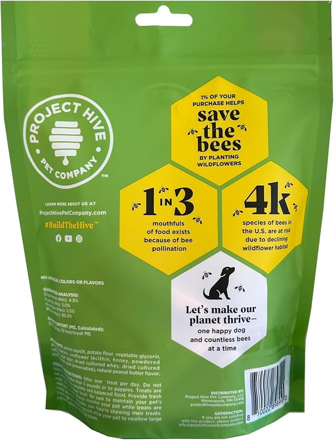 PROJECT HIVE ·PET COMPANY· Dental Chew Stick Treats for Small Dogs 12 oz. - Healthy, Natural Peanut Butter Flavored, Natural, Vegetarian Chews, Made in The USA (Chew Sticks, Small Breeds)