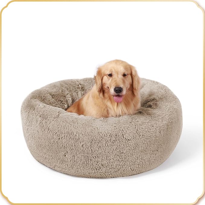 HACHIKITTY Calming Donut Cuddler Dog Bed, Indoor Puppy Beds for Large Dogs, XLarge 36''