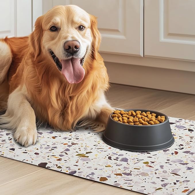 Dog Food Mat for Floors Waterproof Quick Dry Pet Placemat Cat Feeding Bowls Mats for Food and Water, Eco-Friendly Dog Accessories Diatomite Pets Supplies 12" X 20"