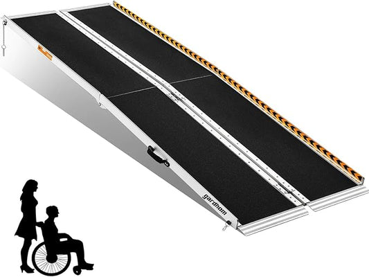 Wheelchair Ramp 7FT, gardhom Anti-Slip Aluminum Folding Handicap Ramp Wheel Chair Ramp for Home Threshold Doorways Steps Curb Vehicle Entry Scooter Stairs Driveway Vans SUV