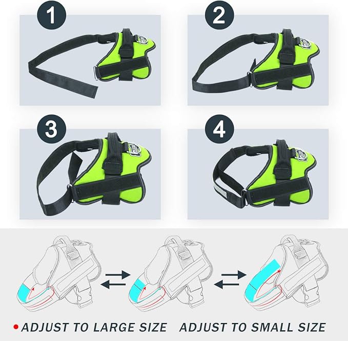 Bolux Dog Harness, No-Pull Reflective Dog Vest, Breathable Adjustable Pet Harness with Handle for Outdoor Walking - No More Pulling, Tugging or Choking (Green, XS)