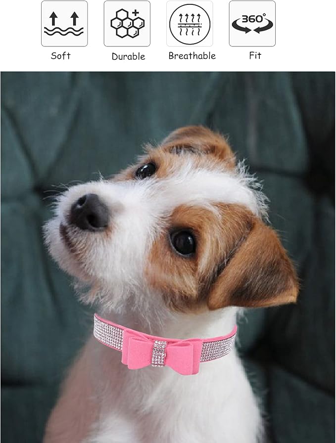 Bling Dog Collar for Small Medium Large Dogs, Crown Rhinestone Dog Collars for Girl and boy Dog, Diamond Puppy Collars, Adjustable Leather Suede SOFE Cat Collar (XS(8.2"-10.6"/21CM-27CM), Purple3)